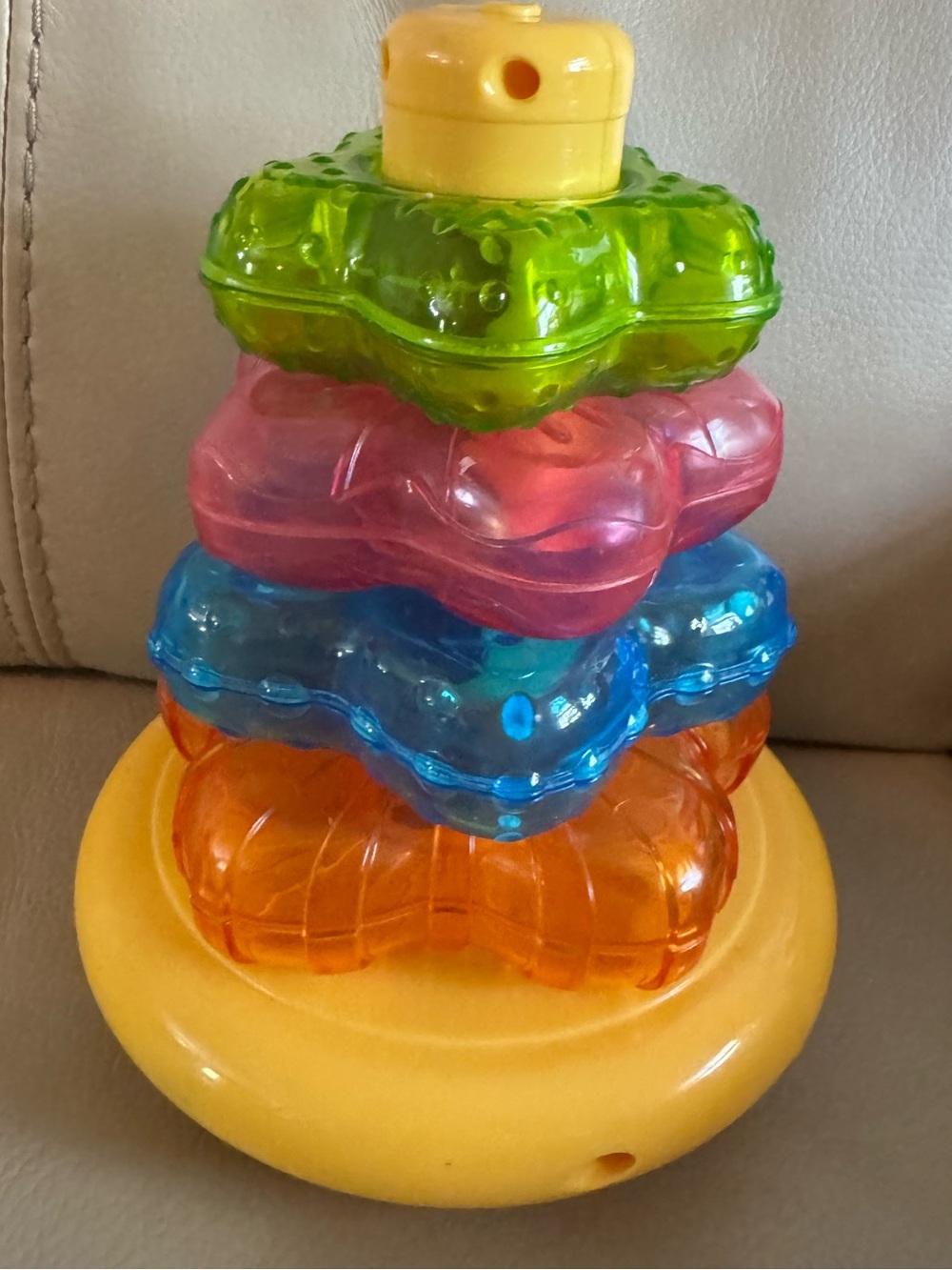 Fisher-Price Translucent Stacking Rings Toy in Yellow, Orange, Blue, Pink, Green
